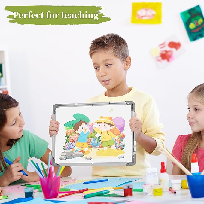 Dry Erase Calendar White Board for Wall, Polegas 17" X 13" Magnetic Whiteboard Dry Erase Cork Board Combination, Small Wall Monthly Double Sided Boards Student, Home, Office (White)