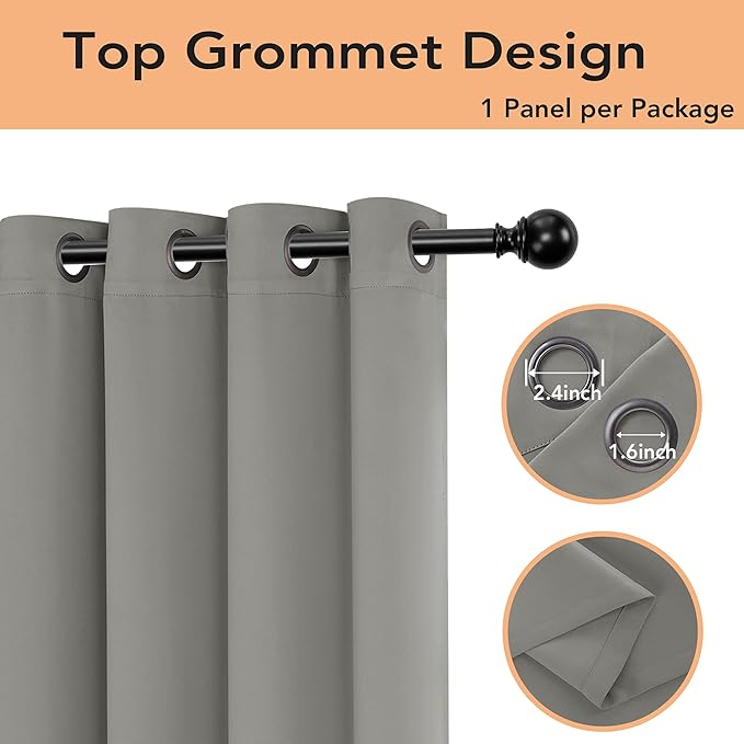 BONZER Room Divider Curtain Total Privacy Wall Wide Grommet Room Darkening Curtains for Patio Sliding Glass Door, 96L x 70W Inch (8L x 5.8W ft), 1 Panel, Silver