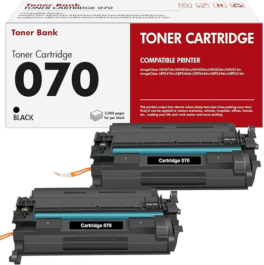 070 Toner Cartridge Black 2 Pack Compatible for Canon 070 Toner Cartridge 070H CRG070 CRG-070 CRG-070H CRG070H for Canon imageCLASS MF465 MF462 LBP247 LBP246 Printer Ink