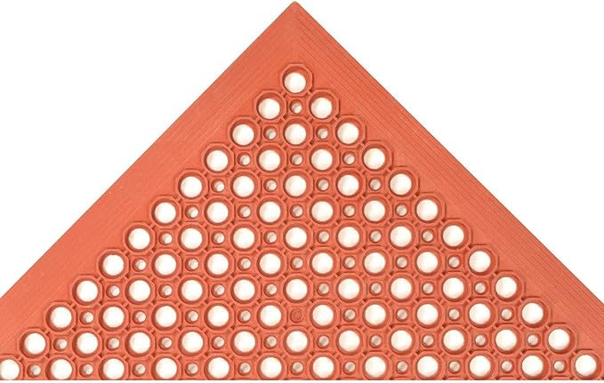 NoTrax 3' x 3' Anti-Fatigue Lightweight Restaurant Rubber Floor Mat with Drainage Holes, Beveled Edges, Non-Slip Mats, Red, T30 Competitor, T30S0033RD
