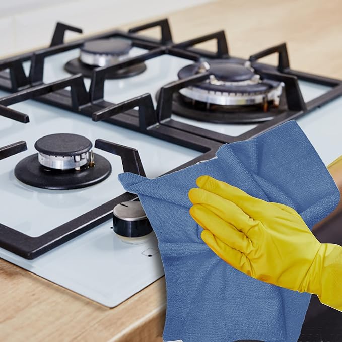 Reusable Microfiber Wipes, 50 Packs, Size 14 inches x 14 inches (Green)