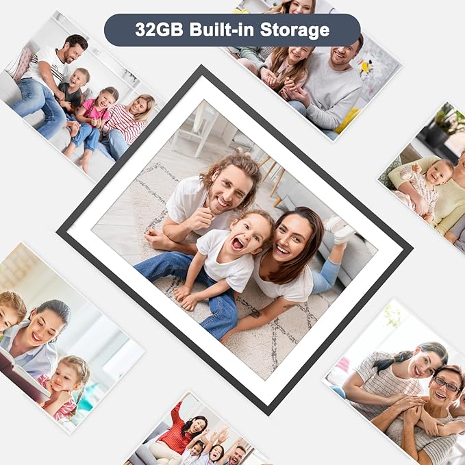 Large 32GB Digital Picture Frame Electronic Calendar - 16.2 Inch Wall Mountable Wi-Fi Picture Frame, Auto-Rotate, Motion Sensor, Share Photos Video via App Email, Free Cloud Storage, Gift for Him
