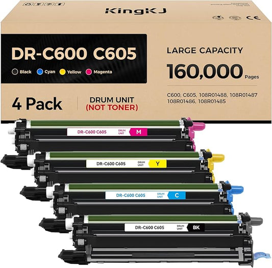 VersaLink C600 C605 Drum Unit 4-Pack Extra High Capacity Replacement for Xerox 108R01488 108R01487 108R01486 108R01485 Image-Drum to Use for Xerox VersaLink C600 C605 Printer Black Cyan Magenta Yellow
