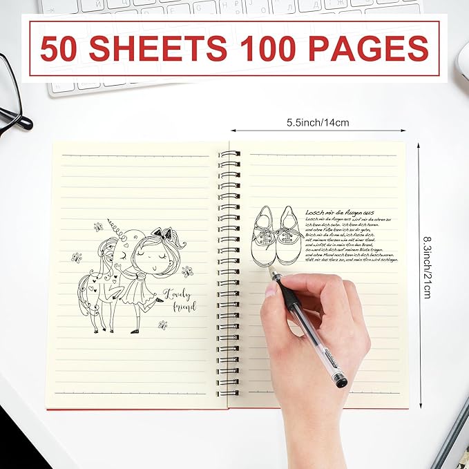 Yahenda Spiral Notebook Bulk A5 Journal Lined 8.3'' x 5.5'' Writing Composition Paper Small Notepad Subject Notebook for Students Office Business Back to School Supplies(Red,54 Pcs)