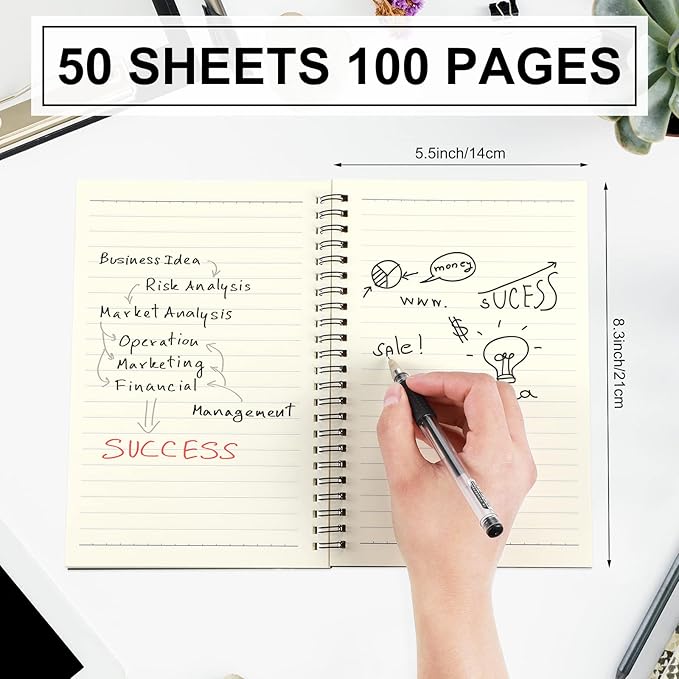 Yahenda Spiral Notebook Bulk A5 Journal Lined 8.3'' x 5.5'' Writing Composition Paper Small Notepad Subject Notebook for Students Office Business Back to School Supplies(Black,108 Pcs)