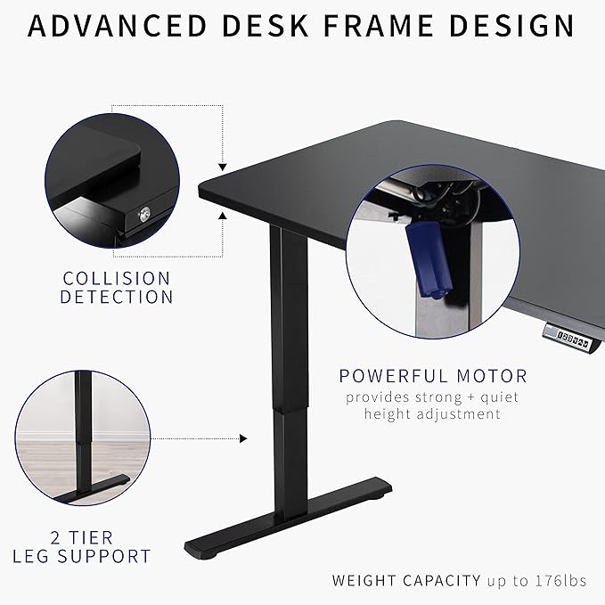 VIVO Electric 43 x 24 in Standing Desk, Memory Height Adjustment, 1B Series, One-Piece Light Wood Top, Gray Frame, DESK-KIT-1G4C
