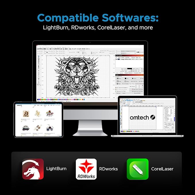 OMTech Pronto 90W CO2 Laser Engraver & Cutter with LightBurn – 35"x24" Workspace, 1000mm/s Speed, Autofocus, Air Assist, 2-Way Pass, for Wood, Acrylic & More