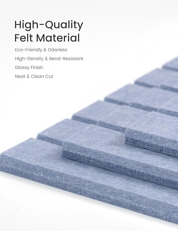 Bumusty Large Cork Board Alternative-47 x35 Felt Bulletin Board Tiles, with 30 Pushpins, 70 Adhesive Tabs, 12-Pack Slat Wall Paneling, Cork Boards for Office Push Pin Board Felt Board-Soft Periwinkle