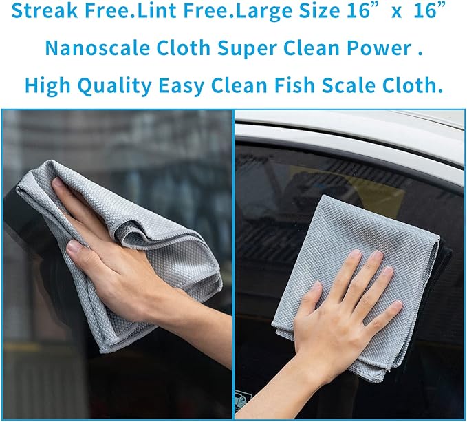 Easy Clean Fish Scale Nanoscale Cleaning Cloth,Streak Free Microfiber Glass Cleaning Cloths for Window Mirrors Windshields,Lint Free Microfiber Polishing Cleaning All-Purpose Towel Pack of 6(Purple)