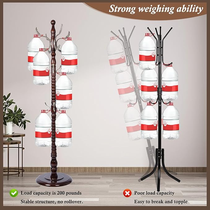 Wooden Coat Rack Freestanding, Vintage Coat Racks with Sturdy Round Base, Adjustable Height 37.40"-72.83" Entrance Coat Rack for Bedroom Living Room Entryway (Nostalgic)