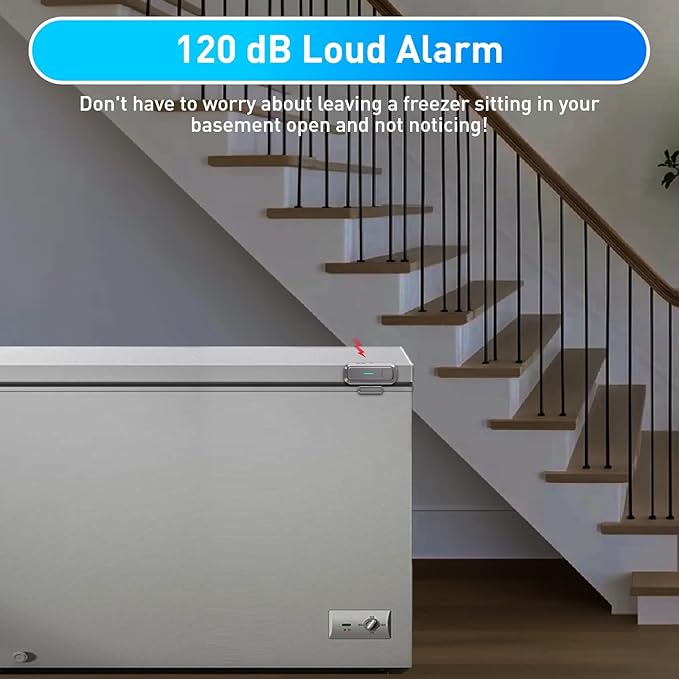 Daytech Refrigerator & Freezer Door Alarm - Adjustable 1-4 Minute Delay, 0-120dB Adjustable Siren, Door/Window Sensor for Home or Business (5 Pack, Gray)