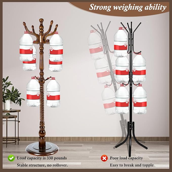 Wooden Coat Rack Freestanding, Vintage Coat Racks with Sturdy Round Base, Adjustable Height 37.40"-72.83" Entrance Coat Rack for Bedroom Living Room Entryway (Vintage Circular)