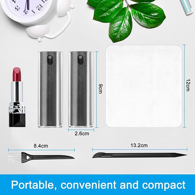 walrfid 2 Pack Computer Screen Cleaner, MacBook Screen Cleaner Spray and Wipe, Electronic Computer Laptop Cleaning Kit for iPad Pro, iPhone, Smartphone, Monitor, Car Display, Tablet, TV Screens, Grey