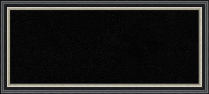 Amanti Art Black Cork Board for Wall, 15x33 Vision Board with Black Wood Frame, Medium Corkboard Office Decor for Home Organization, Modern Corkboard Pinboard to Display Items for Home Organization