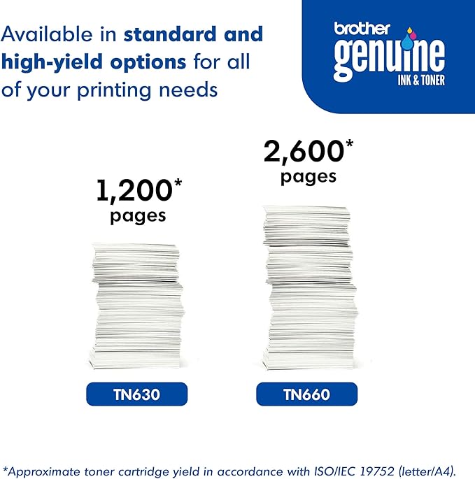 Brother Genuine Standard Yield Toner Cartridge, TN630, Replacement Black Toner, Page Yield Up To 1,200 Pages, Amazon Dash Replenishment Cartridge