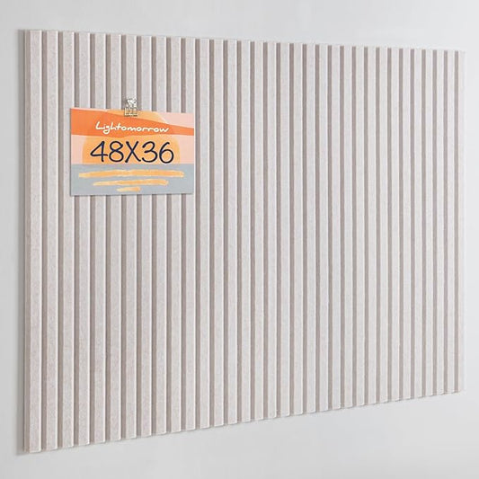 Large Bulletin Board, 48 x 36 inches Felt Board Decorative Pin Board, 4' x 3' Cork Board Alternative for Wall, Foldable Photo Board with 20 Pushpins - Oatmeal Stripes