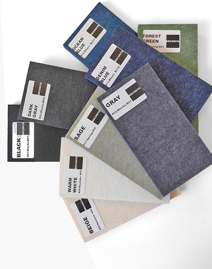 Large Cork Board Alternative - 12-Pack Felt Wall Tiles with Safe Removable Adhesive Tabs, Cork Wall Tiles Bulletin Board Home Office Essentials - Gray