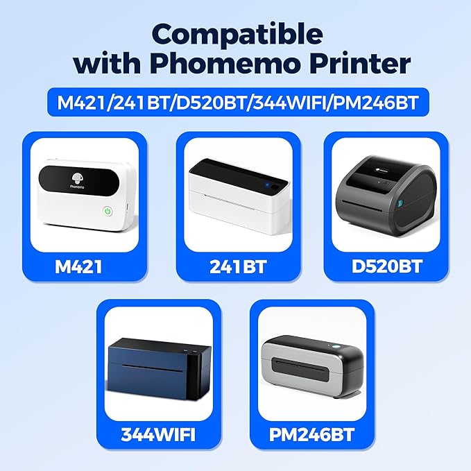 80PCs Phomemo Thermal Labels, 3.3 x 4 Shipping Label Compatible with 241-BT, M421 Label Printer