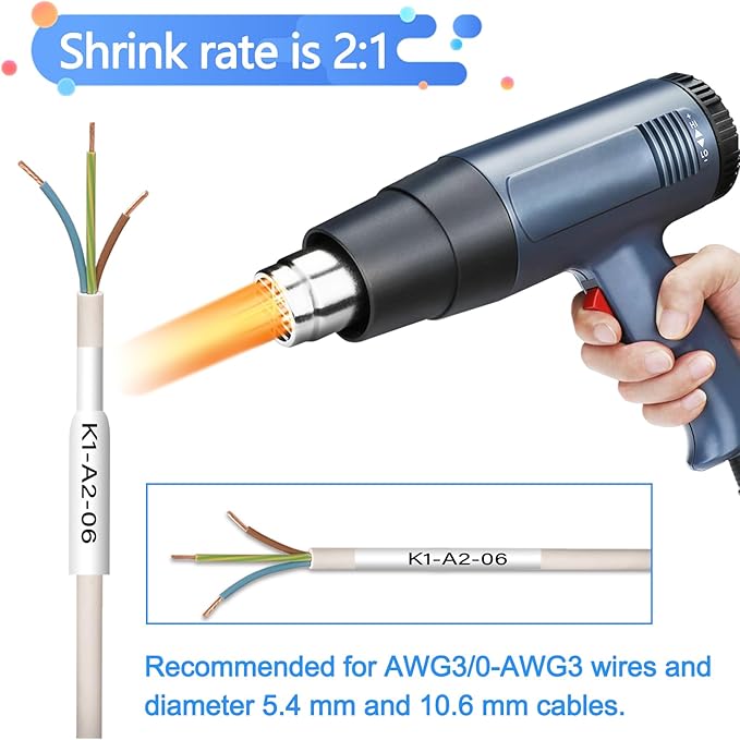 HSE241 HSE-241 HS-241 Heat Shrink Tubes Label Tape 3/4" (17.7mm) x 4.92 ft Compatible for PTD400 D600 PTH300 PTE300 PTE500 PT-E550W E800W PTP700 PTP750WVP, Black on White, 2 Pack