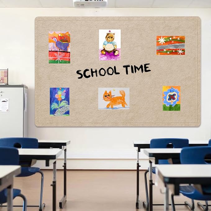 Large Bulletin Board - 72 X 48 inches Cork Board with 30 Pushpin, 6' x 4' Cork Board for Walls Pin Board, Self-Adhesive Felt Board Vision Board Foldable Photo Board for Wall (Beige Brown)