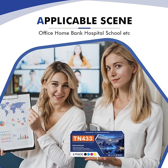 TN433 Toner Cartridge Set TN-433 MFC-L8900CDW Compatible Replacement for Brother TN433 TN 433 TN431 for Brother MFC L8900CDW HL-L8360CDW HL-L8360CDWT HL-L8260CDW MFC-L8610CDW Printer (BCYM, 4 Pack)