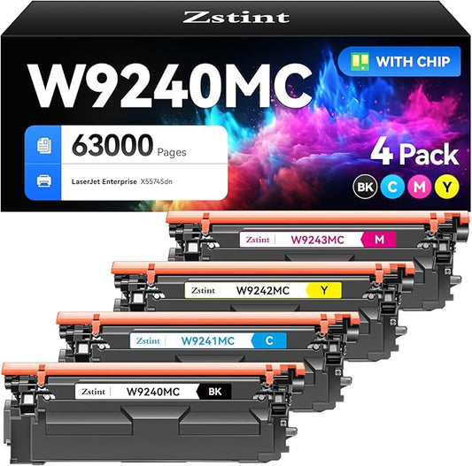 W9240MC W9241MC W9242MC W9243MC Toner Cartridge 4-Pack Extra High Yield With Chip Replacement for W9240MC Compatible for HP Color Laserjet Enterprise X55745 X55745dn Printer(Black Cyan Magenta Yellow)