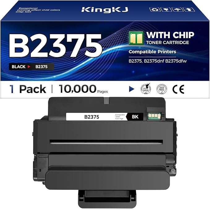 KingKJ B2375 High Yield Black Toner Cartridge 1-Pack Replacement for Dell C7D6F NWYPG C7D6 8PTH4 593-BBBI 593-BBBJ Toner Compatible for Dell B2375 B2375dnf B2375dfw Laser Printer Ink All-in-One Copier