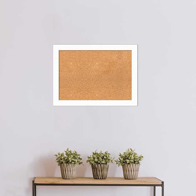 Amanti Art Natural Cork Board for Wall, 21x29 Vision Board with White Frame, Medium Corkboard Office Decor for Home Organization, Casual Corkboard Pinboard to Display Items for Home Organization in