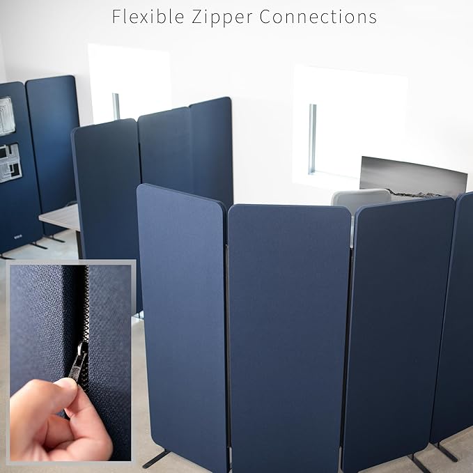 VIVO Freestanding 72 x 66 inch Privacy Panel, Cubicle Divider, Acoustic Wall Partition, x3 24 inch Panels, Navy Blue, PP-3-T072NB