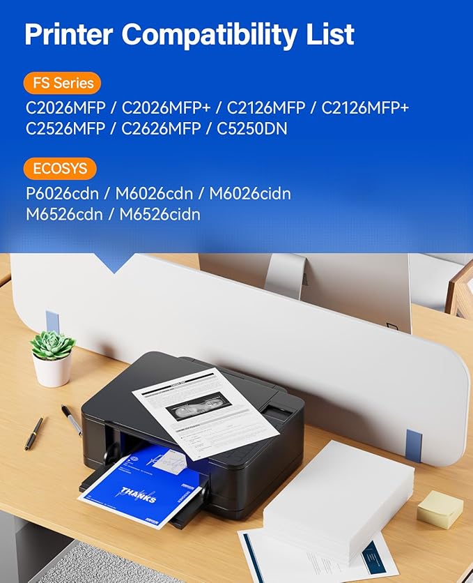 TK-592 TK592 Toner Cartridge Set 4-Pack Replacement Compatible with Kyocera ECOSYS P6026cdn M6026cdn M6026cidn M6526cdn M6526cidn FS-C2026MFP C2026 C2126MFP C2126MFP+ C2526MFP C2626MFP C5250DN Printer