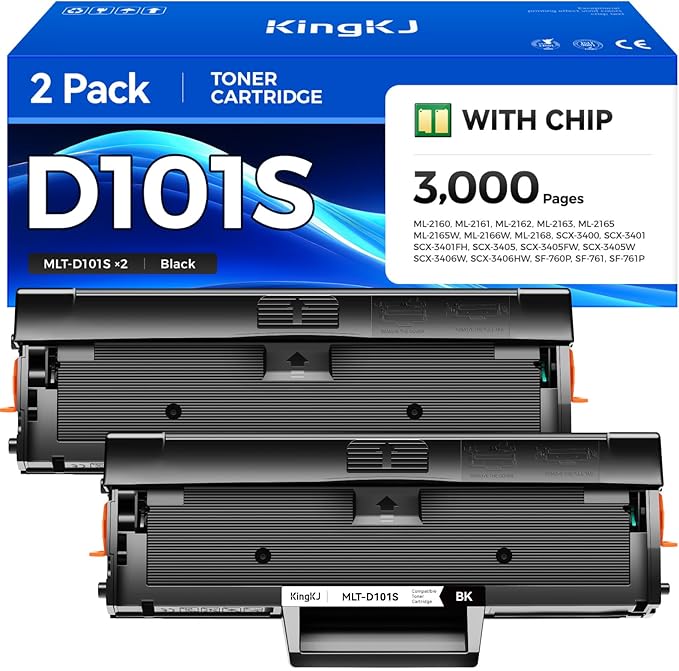 MLT-D101S Toner Cartridge Black 2-Pack High-Yield Replacement for Samsung MLT-D101S D101S Compatible with Samsung ML-2160 ML-2161 ML-2166W ML-2168 SCX-3400 SCX-3405FW SCX-3406W SF-760P Laser Printers