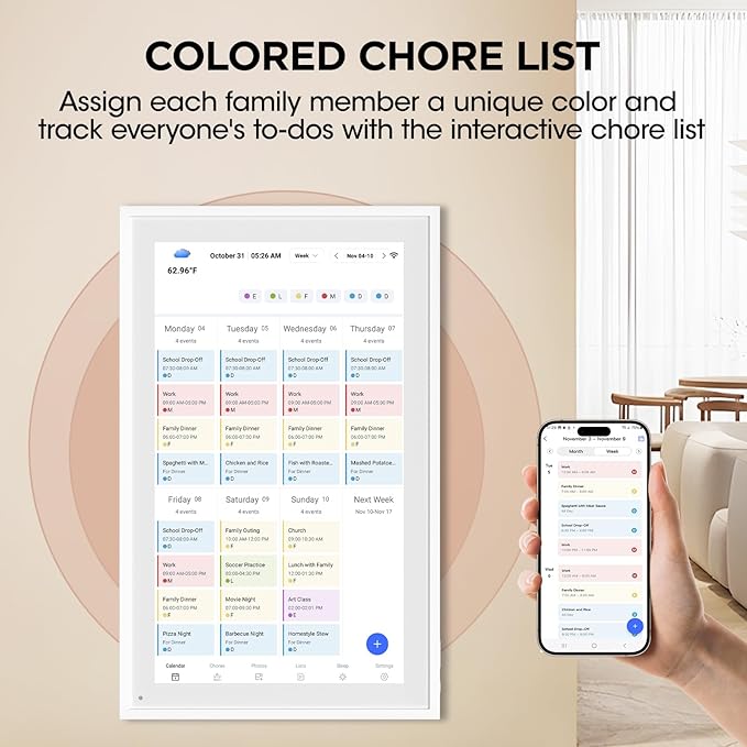 10.1 Inch Smart Digital Calendar, Electronic Desk Calendar, 1920 * 1080 IPS Full HD Touch Screen Display for Family Meal Planner Support - Streamline Household Organization