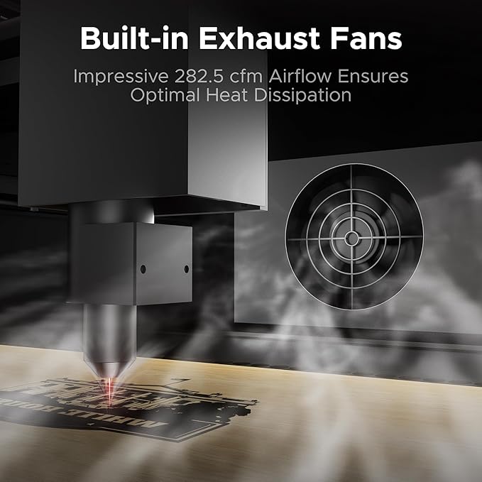 OMTech 55W Polar Lite, Desktop CO2 Laser Engraver and Cutter, 20"x12" Compact Laser Engraving Machine with Built-in Exhaust Fans & 0.5gal Water Tank, Laser Cutting Machine for Wood Acrylic Glass More