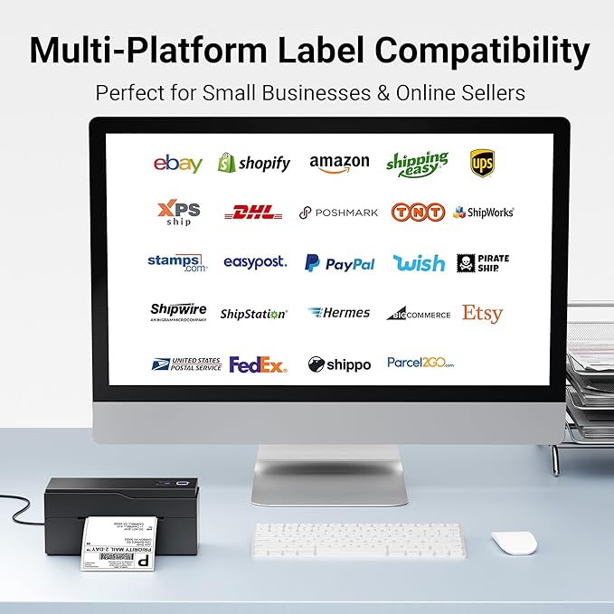 Bluetooth Thermal Shipping Label Printer – Wireless 4x6 Shipping Label Printer for Small Business & Shipping Packages, Support Android, iPhone and Windows, Widely Used for Amazon, Ebay, Shopify, Etsy