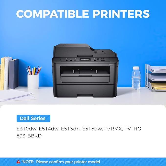 E310 E310dw Toner Cartridge Black 2-Pack High-Yield Replacement for Dell P7RMX PVTHG 593-BBKD Toner Compatible with Dell E310dw E514dw E515dn E515dw E310 E514 E515 Laser Printer Ink All-in-One Copier