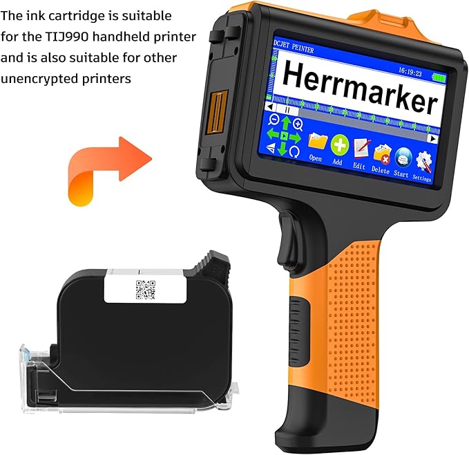 Original New 42ml Quick Dry Ink Cartridge, Replacement Compatible for 0.5inch/12.7mm Handheld Inkjet Printer TIJ314/TIJ990/T1000(Blue)