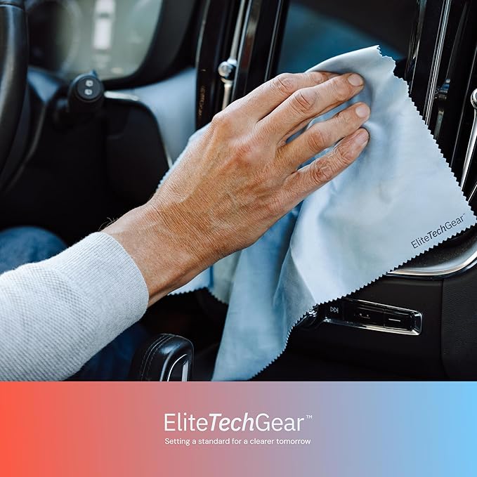 Elite Tech Gear 4-Pack Microfiber Cloth Set - 12"x12" Oversized Washable & Durable Wipes for Glasses, Lenses, Electronics & Screens - Glasses Cleaner Cloth