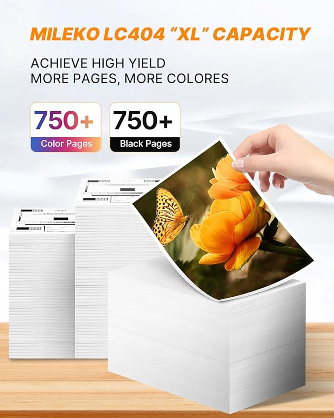 LC404 LC 404 Ink Cartridges for Brother Printer Ink LC404 Replacement for Brother LC404 Ink Cartridges LC404XL LC 404 XL for MFC-J1205W MFC-J1215W MFC J1205W J1215W (Black Cyan Magenta Yellow, 4 Pack)