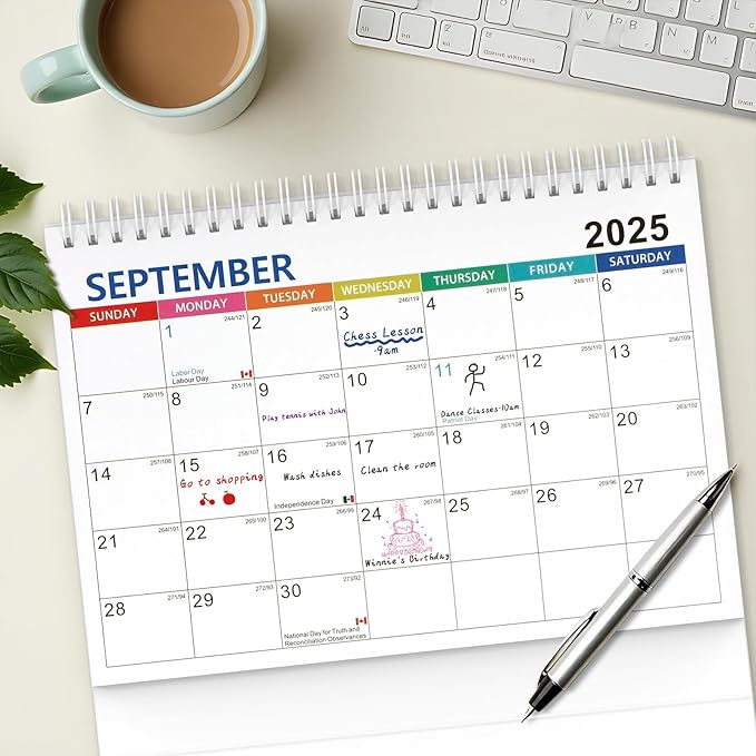 Desk Calendar 2025 planner, Covers Jul 2025-Jun 2026 with Monthly Plan, Notes and Tasks, Easy to Organizing for Family, Students, Home, School and Office