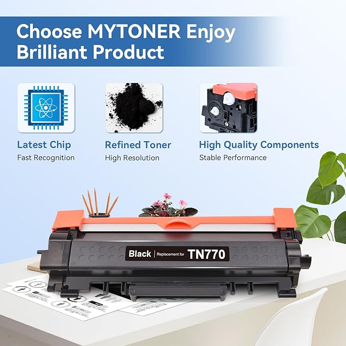 MYTONER Compatible Toner Replacement for Brother TN-770 TN770 Super High Yield Black Toner Cartridge for HL-L2370DW L2370DWXL MFC-L2750DW L2750DWXL Printer 4,500 Page, 2-Pack