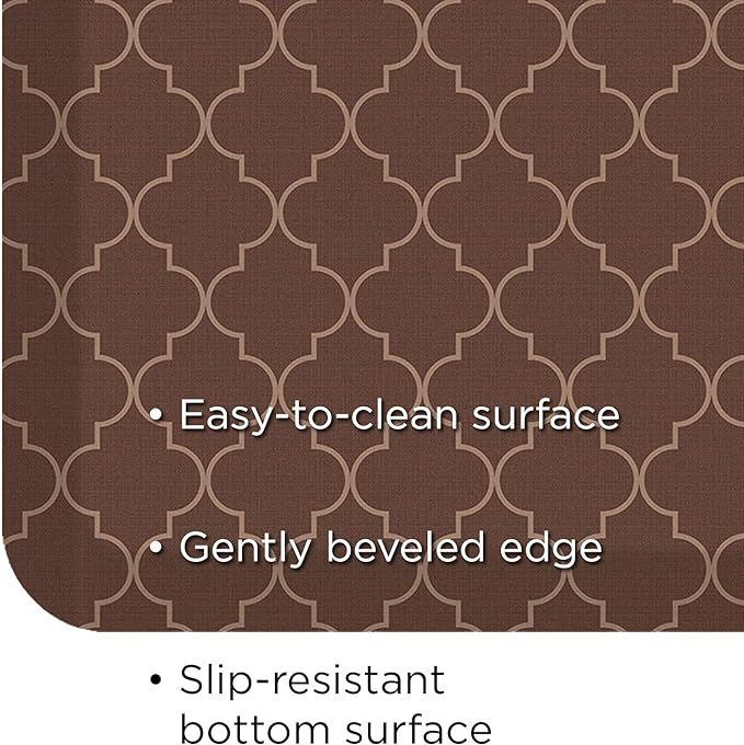 GelPro Anti-Fatigue Designer Comfort Kitchen Floor Mat, 20x48, Trellis Walnut Stain Resistant Surface with 3/4” Thick Ergo-Foam Core for Health and Wellness
