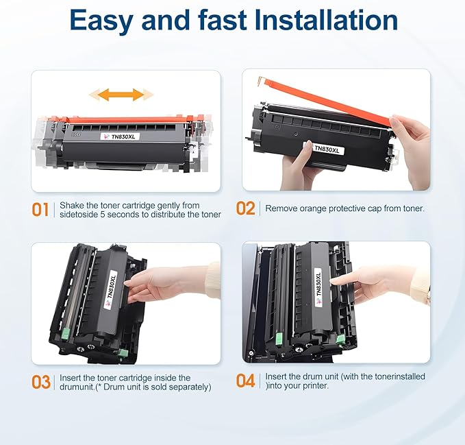 TN830XL Toner Cartridge Replacement for Brother TN830XL TN-830 TN830 TN 830 Toner Work with HL-L2460DW DCP-L2640DW HL-L2480DW HL-L2400D HL-L2405W MFC-L2820DW Printers (2 Black)