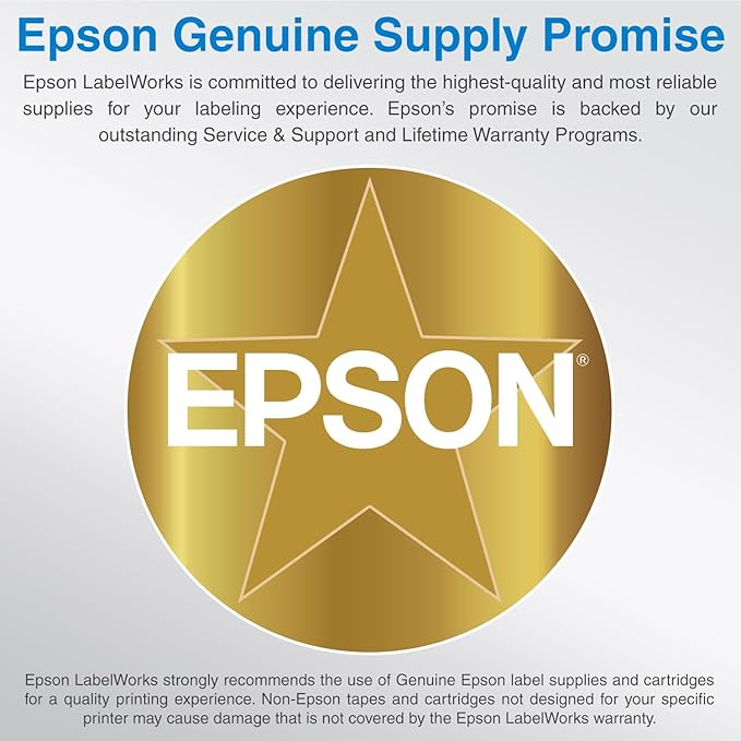 Epson LABELWORKS 218WMCPX Genuine PET (Polyester) Tape Cartridge - White on Matte Clear Designer Craft Label Maker Tape - 3/4" (18MM) Wide, 26'