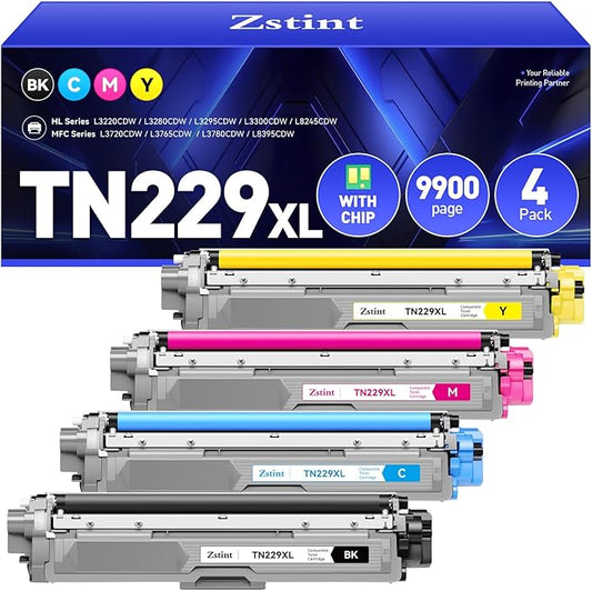 TN229XL Toner Cartridges 4-Pack Replacement for Brother TN229XL TN229 Toner Compatible with MFC-L3720CDW MFC-L3780CDW HL-L3220CDW HL-L3280CDW HL-L3300CDW HL-L8245CDW Printer(Black Cyan Magenta Yellow)
