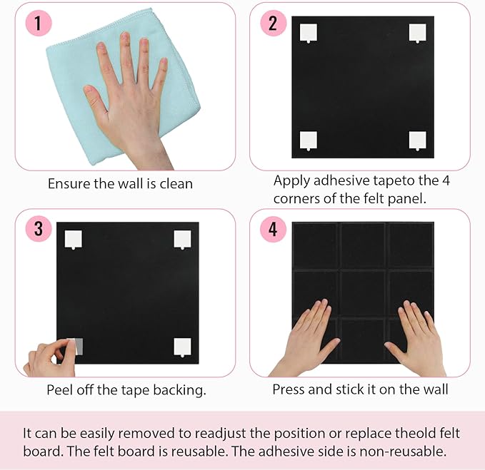 Smarpau Felt Bulletin Boards 48"x36", 12 Pack Large Cork Board for Walls, Pin Board with Removable Adhesive Tabs Pushpins, Cork Wall Tiles for Office Home Classroom