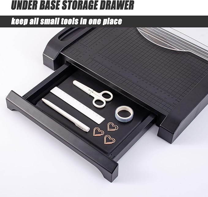 TIANSE Paper Cutter 3 in 1 Paper Trimmer Guillotine with Safety Blade Lock 5 to 10 Sheet Capacity Paper Cutting Board for Home Office School