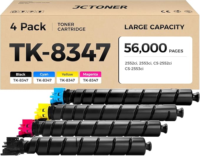 TK-8347 TK8347 Toner Cartridge Set 4-Pack High Yield Replacement for Kyocera TK-8347K TK-8347C TK-8347M TK-8347Y Compatible with TASKalfa 2552ci 2553ci Copystar CS-2552ci CS-2553ci Printer Ink