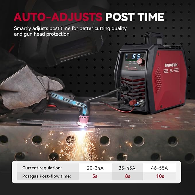 ARCCAPTAIN iControl Cut55 Pro Plasma Cutter, [APP Control] 55 Amp Non-Touch Pilot Arc 120V/240V Plasma Cutter Machine, Large LED Display and 2T/4T, 3/4 inch Maximum Cut, DC Inverter IGBT