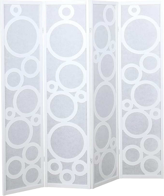 NicBex Room Divider 4 Panel Room Dividers with Circle Pattern Partition Room Dividers and Folding Privacy Screens Wall Divider for Home, Office, Room Separation,70" W x 1" D x 70" H, White