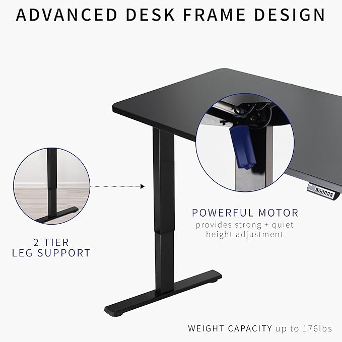 VIVO Electric 60 x 24 in Standing Desk, Memory Height Adjustment, 1B Series, One-Piece Dark Gray Top, White Frame, DESK-KIT-1W6G